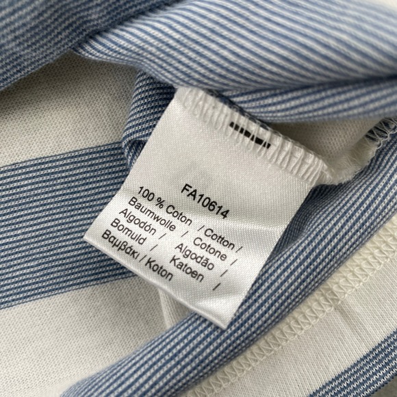 Lacoste Regular Fit Striped Crew Neck T Shirt Mens 5/L White Blue Casual Croc - Picture 5 of 7